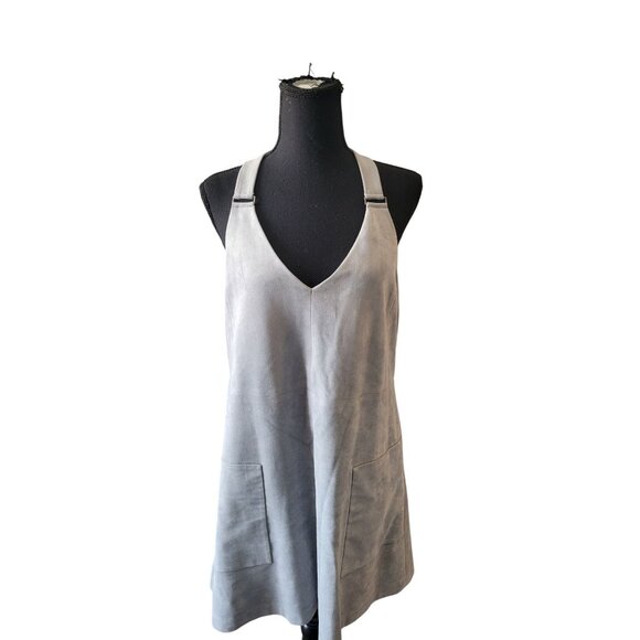 BCBGMaxAzria Dresses & Skirts - BCBGMaxazria Abbott Light Gray Faux Suede Overall Dress Size M Casual Vacation